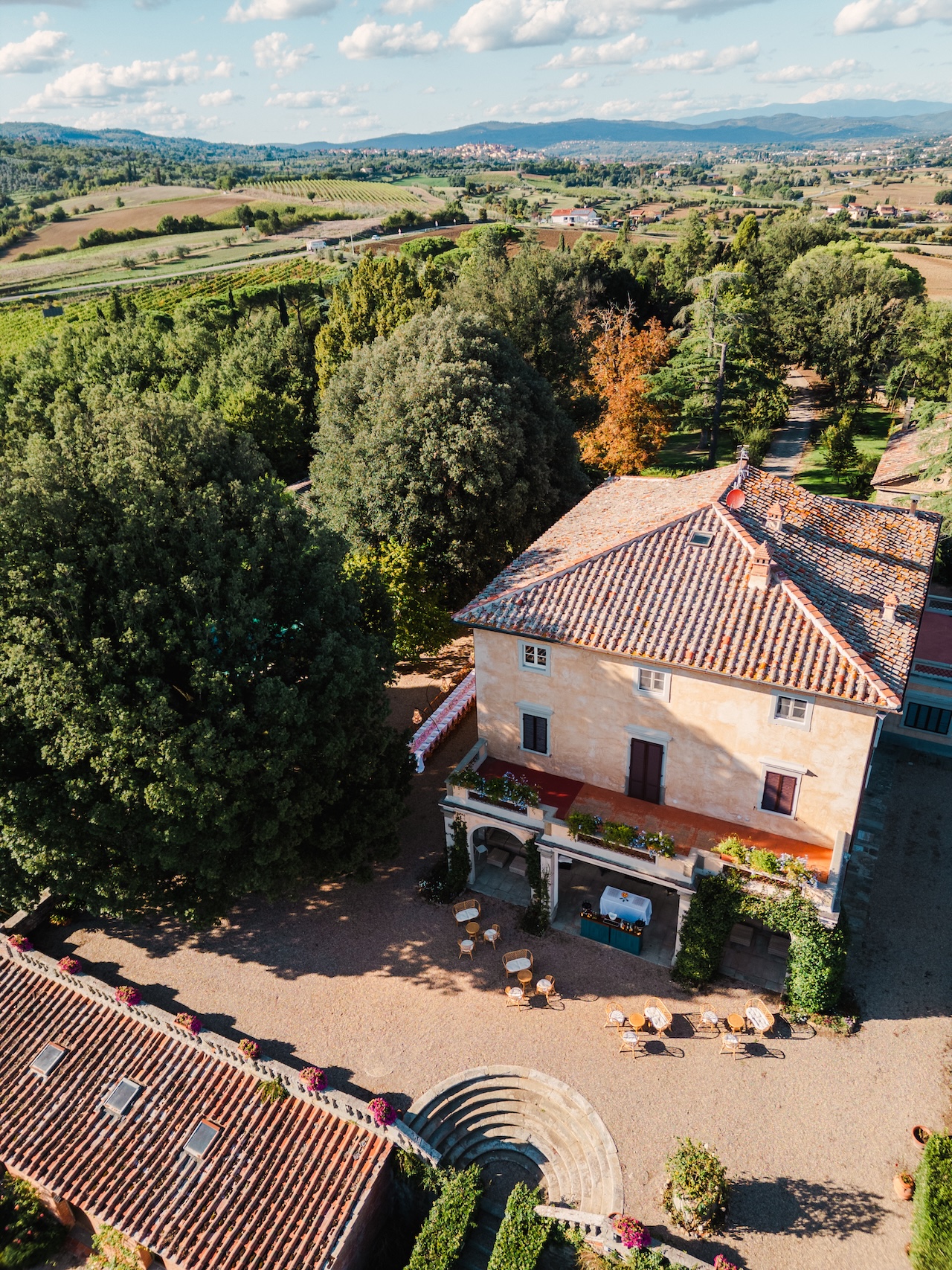 Corporate event setup at Villa Fabbriche Palma